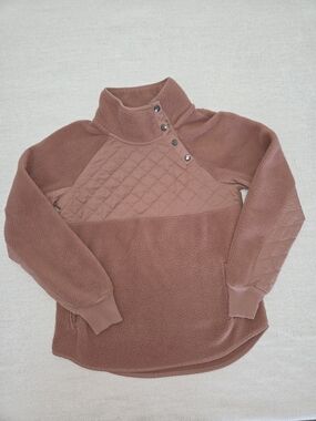 Abercrombie & Fitch Quilted Fleece Pullover - Dusty Rose